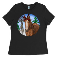 Black Horse Christmas Ladies Tee - RanaPortraitStore