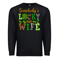 Black St. Patrick's Somebody’s lucky ass wife Premium Sweatshirt - OliviaCreatesArt