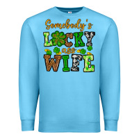 Ocean Blue St. Patrick's Somebody’s lucky ass wife Premium Sweatshirt - OliviaCreatesArt