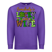 Purple St. Patrick's Somebody’s lucky ass wife Premium Sweatshirt - OliviaCreatesArt