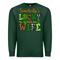 Sports Green St. Patrick's Somebody’s lucky ass wife Premium Sweatshirt - OliviaCreatesArt