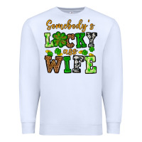 White St. Patrick's Somebody’s lucky ass wife Premium Sweatshirt - OliviaCreatesArt