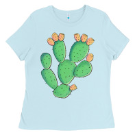 Baby Blue texas prickly pear cactus Ladies Tee - Artiststas