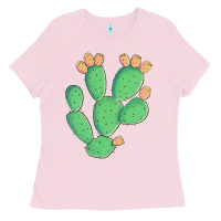 Bubblegum Pink texas prickly pear cactus Ladies Tee - Artiststas