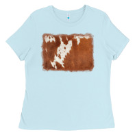 Baby Blue cowhide background Ladies Tee - AdoDesignShop