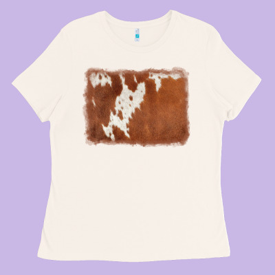 Cowhide Background Ladies Tee Designed By Adodesignshop
