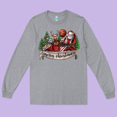 Merry Christmas Long Sleeve Tee Designed By Sublimationcraftshop