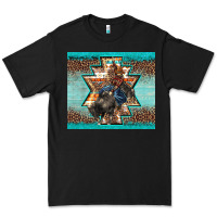 Black western rodeo bullfighter Aztec leopard turquoise Premium Tee - BarkalooDesign