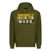 Army Green St. Patrick's Somebody's lucky ass wife Premium Hoodie - CowGirlArtShop