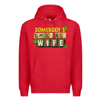 Red St. Patrick's Somebody's lucky ass wife Premium Hoodie - CowGirlArtShop