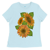 Baby Blue sunflowers Ladies Tee - Artiststas