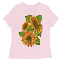 Bubblegum Pink sunflowers Ladies Tee - Artiststas