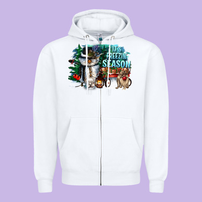 Its Freezin Season Zipper Hoodie Designed By Cowgirlartshop
