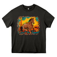 Asphalt can't be tamed horse with sunflowers turquoise gemstone western sunset Heavy Core Tee - Artiststas