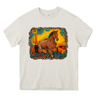 Cream can't be tamed horse with sunflowers turquoise gemstone western sunset Heavy Core Tee - Artiststas