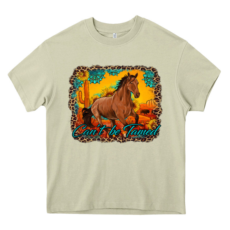 Can't Be Tamed Horse With Sunflowers Turquoise Gemstone Western Sunset Heavy Core Tee by Artiststas | Teevron