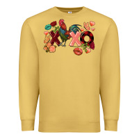 Antique Gold Rooster Valentine's Day xoxo Premium Sweatshirt - FaDigitalArtStudio