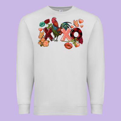 Rooster Valentine's Day Xoxo Premium Sweatshirt Designed By Fadigitalartstudio