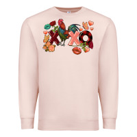 Pale Pink Rooster Valentine's Day xoxo Premium Sweatshirt - FaDigitalArtStudio