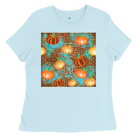 Baby Blue plaid fall pumpkin seamless Ladies Tee - AdoDesignShop