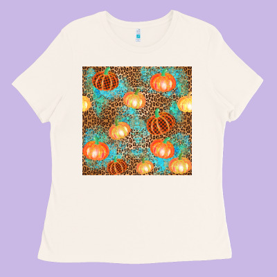Plaid Fall Pumpkin Seamless Ladies Tee Designed By Adodesignshop