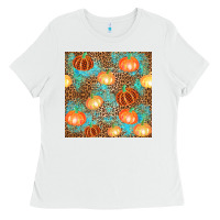 White plaid fall pumpkin seamless Ladies Tee - AdoDesignShop