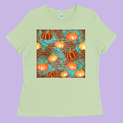 Plaid Fall Pumpkin Seamless Ladies Tee Designed By Adodesignshop