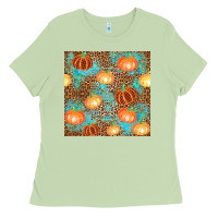 Matcha plaid fall pumpkin seamless Ladies Tee - AdoDesignShop
