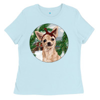 Baby Blue Chihuahua And Farm Ladies Tee - RanaPortraitStore
