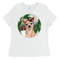 White Chihuahua And Farm Ladies Tee - RanaPortraitStore