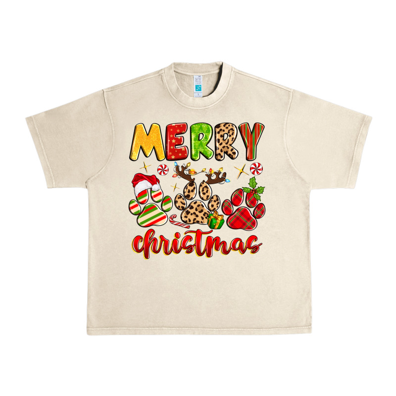 Merry Christmas Paws Urban Heavy Tee by MaliasSmallBusiness | Teevron