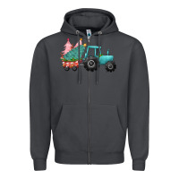 Smoke Christmas tree tractor Zipper Hoodie - CowGirlArtShop