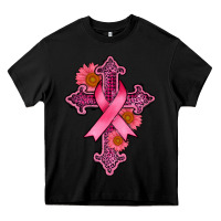 Black breast cancer cross Heavy Core Tee - AdoDesignShop