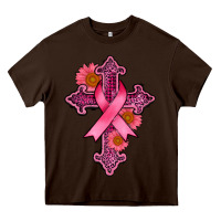 Chocolate Brown breast cancer cross Heavy Core Tee - AdoDesignShop