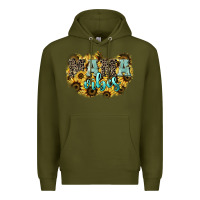 Army Green Mama vibes leopard mother's day Premium Hoodie - HowdyJamesFarm