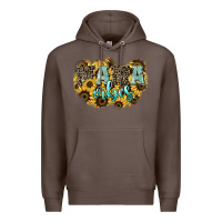 Coffee Mama vibes leopard mother's day Premium Hoodie - HowdyJamesFarm