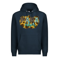 Navy Mama vibes leopard mother's day Premium Hoodie - HowdyJamesFarm