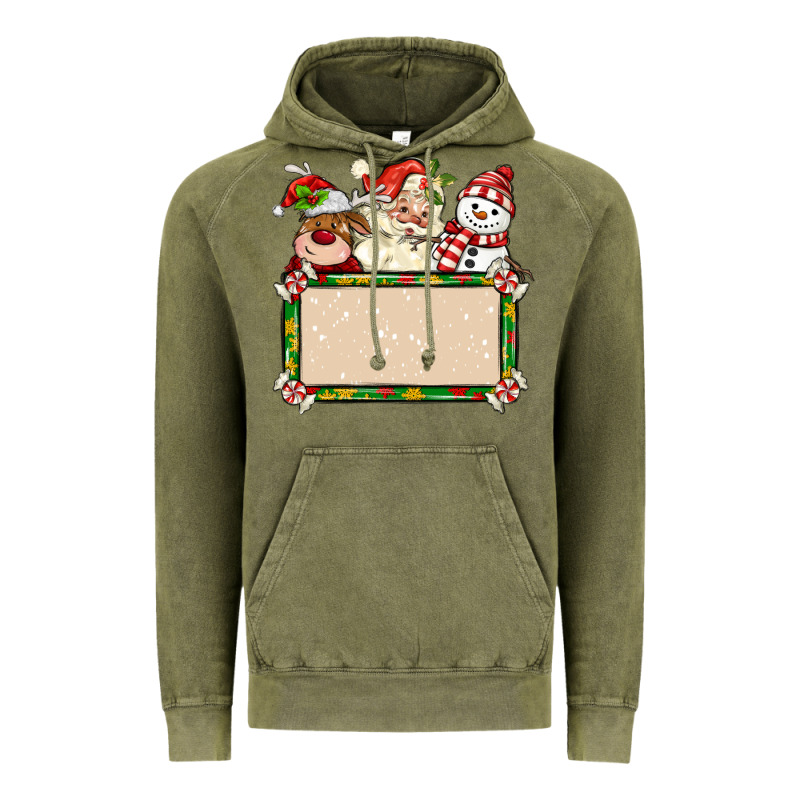 Santa Reindeer Snowman Preview And Costom Name Vintage Hoodie by MaliasSmallBusiness | Teevron