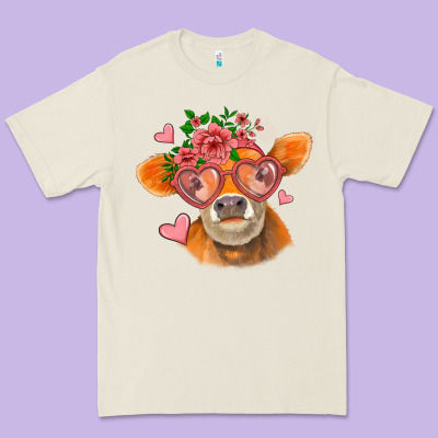 Valentines Day Orange Cow Premium Tee Designed By Jasminsmagicworld