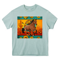 Arona western sunset galloping horse sunflower Heavy Core Tee - Artiststas
