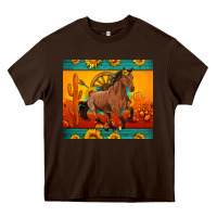 Chocolate Brown western sunset galloping horse sunflower Heavy Core Tee - Artiststas