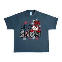 Midnight Navy let it snow sowman snowflake Urban Heavy Tee - MaliasSmallBusiness