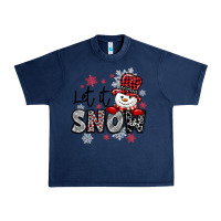 Navy let it snow sowman snowflake Urban Heavy Tee - MaliasSmallBusiness