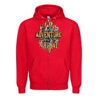 Red let the adventure begin 2024 Zipper Hoodie - CowGirlArtShop