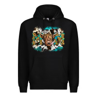 Black highland cow mom Premium Hoodie - JahusDesignShop
