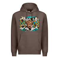 Coffee highland cow mom Premium Hoodie - JahusDesignShop