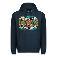Navy highland cow mom Premium Hoodie - JahusDesignShop