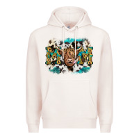 Pale Pink highland cow mom Premium Hoodie - JahusDesignShop