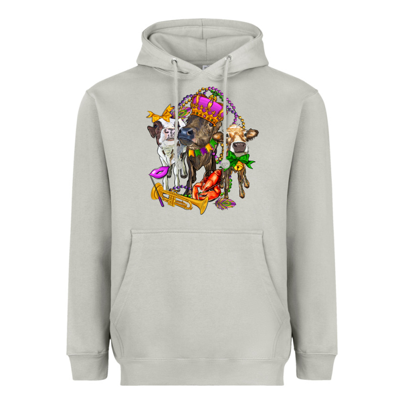 Little Cows And Mardi Gras Party Olivia Heavyweight Hoodie by OliviaCreatesArt | Teevron