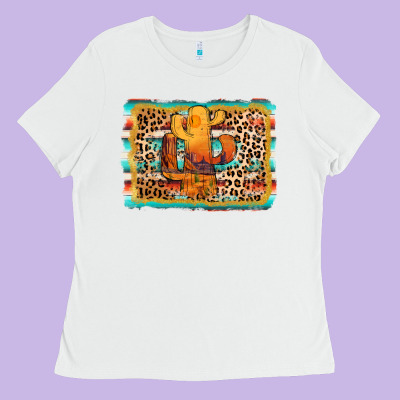Cactus Western Leopard Ladies Tee Designed By Adodesignshop